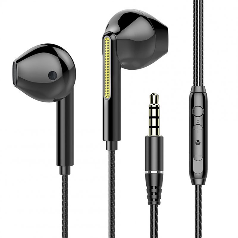 In-ear Wired  Headsets With Microphone Low-latency Noise Cancelling Heavy Bass Wire Control Game Phone Earbuds Headphones black