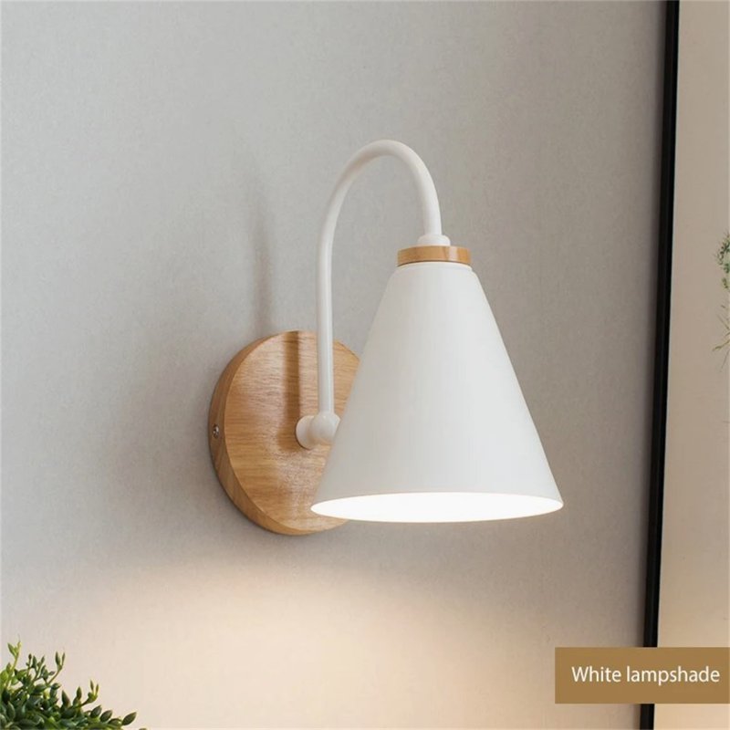 Industrial Style Retro Wall Lamp, Downward Lampshade LED Wall Light, 90-260V E27 Socket Wall Sconce For Bedroom Bedside, Bathroom, Kitchen, Living Room White