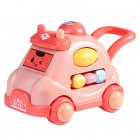Inertia Car Toy For Kids Cartoon Face Changing Car Toy With Visible Colored Moving Gears Light Music Effects For Birthday Christmas Gifts Pink