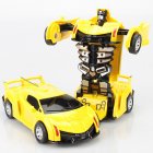 Inertia Crash PK Car Deformation Robot Action Figures Toy for Kids yellow