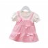 Infant Baby Girls Summer Dress Short Sleeve Round Neck Bow Princess Dresses For 1 3 Years Children yellow 30 36M 110