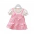Infant Baby Girls Summer Dress Short Sleeve Round Neck Bow Princess Dresses For 1 3 Years Children green 12 18M 80
