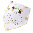 Infant Newborn Pure Cotton Lovely Cartoon Triangle Baby Bib Dual Layer Stud Towel Calf yellow