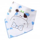 Infant Newborn Pure Cotton Lovely Cartoon Triangle Baby Bib Dual Layer Stud Towel Calf blue