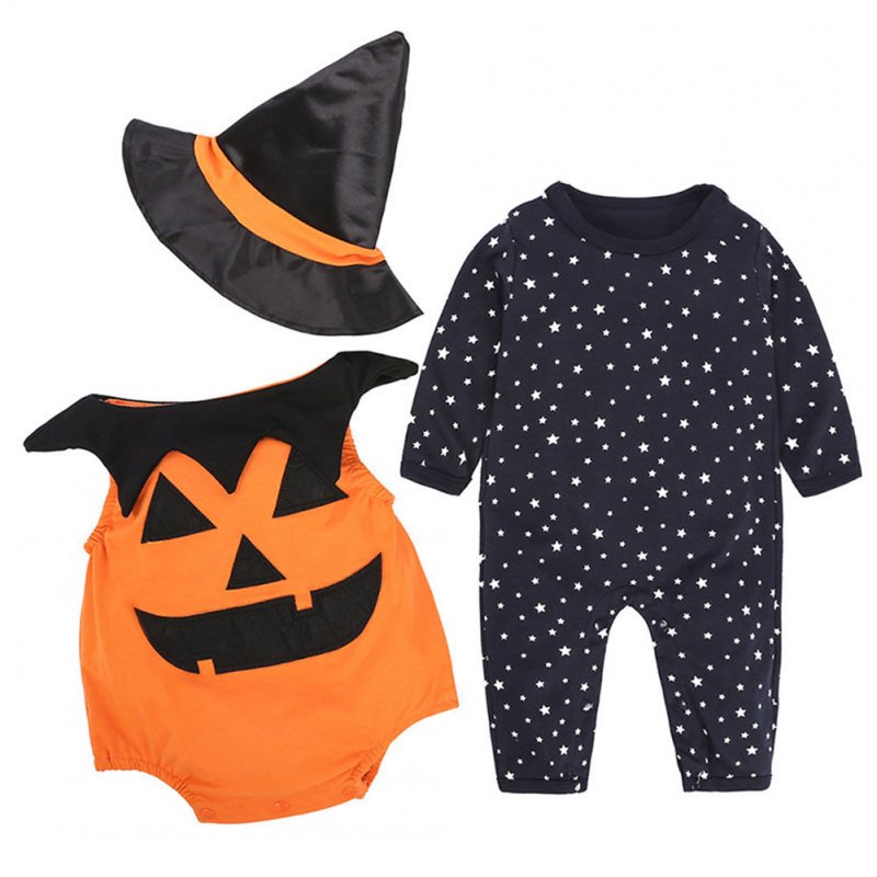 Infant Toddler 3Pcs Happy Halloween Costume Outfit Set Pumpkin Romper Pants Set As Show_80/6-9 months 0.15kg