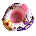 Inflatable Boat With Float Seat Steering Wheel Enlarged Thickened Infant Swimming Ring Pool Float pink_Police boat (12.5kg)
