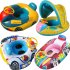 Inflatable Boat With Float Seat Steering Wheel Enlarged Thickened Infant Swimming Ring Pool Float pink Police boat  12 5kg 
