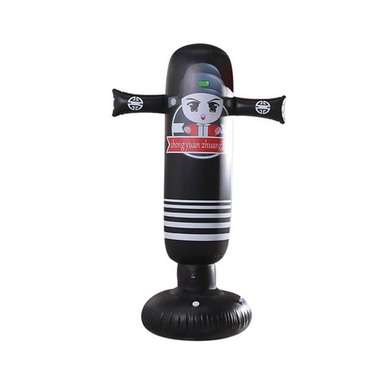 Inflatable Vertical Boxing Column Tumbler Inflatable Sandbag Decompression Fitness Toy cartoon men (black)