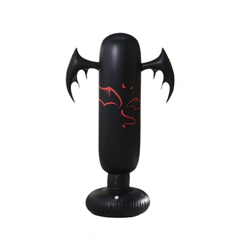Inflatable Vertical Boxing Column Tumbler Inflatable Sandbag Decompression Fitness Toy Dark Angel (Black)