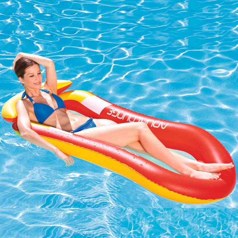 Inflatable Water Sofa PVC Floating Bed Foldable Backrest Floating Row for Summer Outdoor Swimming Beach 150*75 elegant red_150*75cm