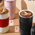 Insulated Coffee Vacuum Coffee Cup Ceramic Inner Travel Coffee Tumbler Reusable Thermal Cup With Lid And 201 Stainless Steel Outer For Home Office rose summer r