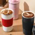 Insulated Coffee Vacuum Coffee Cup Ceramic Inner Travel Coffee Tumbler Reusable Thermal Cup With Lid And 201 Stainless Steel Outer For Home Office rose summer r