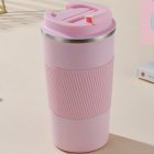 Insulated Coffee Vacuum Coffee Cup Ceramic Inner Travel Coffee Tumbler Reusable Thermal Cup With Lid And 201 Stainless Steel Outer For Home Office pink 510ml