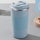 Insulated Coffee Vacuum Coffee Cup Ceramic Inner Travel Coffee Tumbler Reusable Thermal Cup With Lid And 201 Stainless Steel Outer For Home Office blue 510ml
