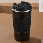 Insulated Coffee Vacuum Coffee Cup Ceramic Inner Travel Coffee Tumbler Reusable Thermal Cup With Lid And 201 Stainless Steel Outer For Home Office black 510ml