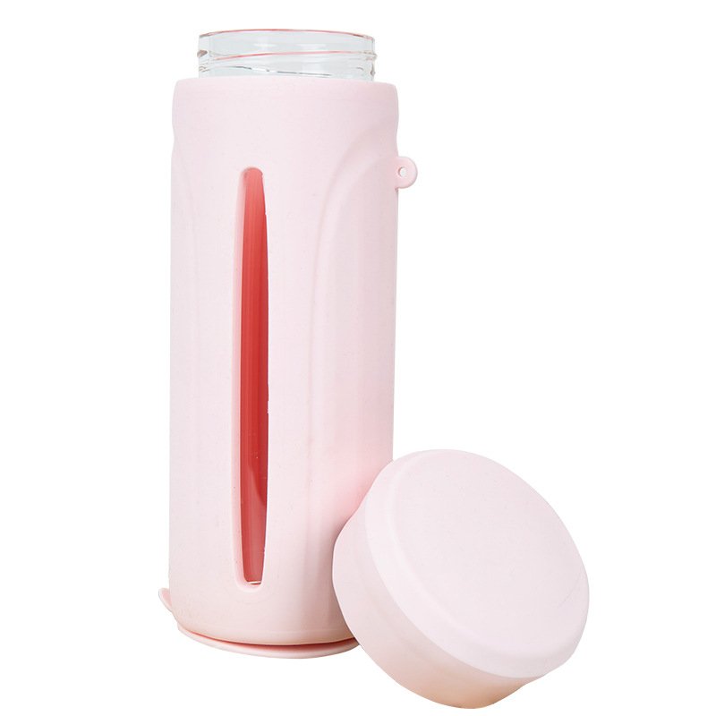 Insulated Thermos  Mug With Handle Heat Resistant Anti-slip Water  Bottle Thicker pink (cup +cover)