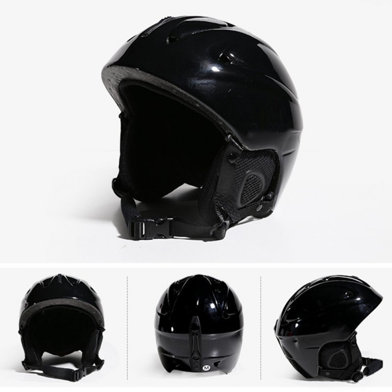 Integrated Molding Ski Helmet Safety Snowboard Helmet Protective Gear Equipment for Adult Children Bright black_L