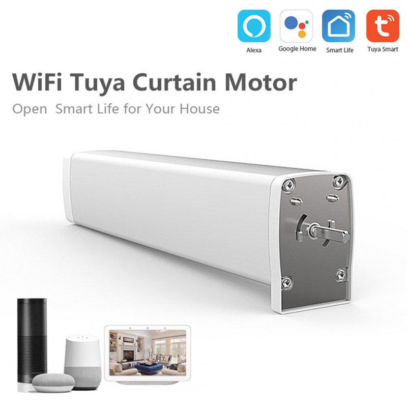 Intelligent Home Electric Curtain Motor APP Voice Control Automation Work with Alexa and Google  white