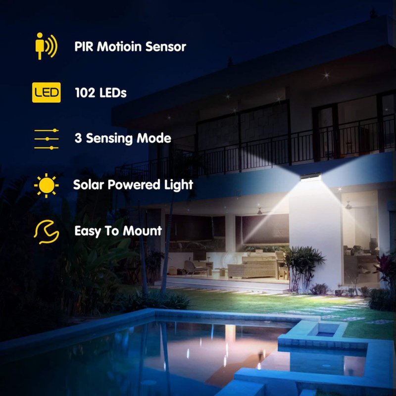 Solar Wall Lights With Remote Control 280 Degree Wide Angle IPX6 Waterproof 3 Lighting Modes Motion Sensor Spotlights For Outdoor Garden Path Street 