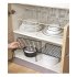 Iron Storage Shelf Retractable Adjustable Dish Spice Rack Kitchen Cupboard Organizer Stand white