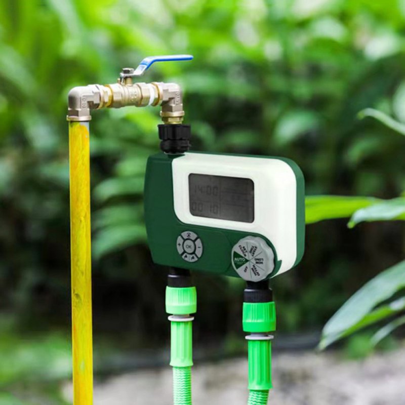 Irrigation Controller Electronic Large Screen Digital Garden Watering Timer  green