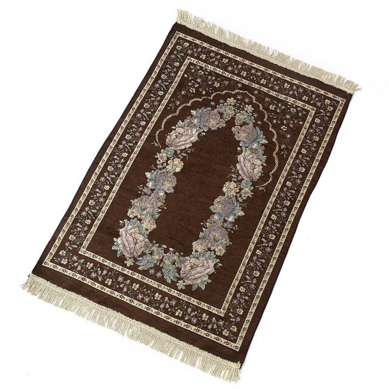 Islamic Pilgrimage Blanket Muslim Prayer Mat Lightweight Thin Carpet Islam Eid Ramadan Gift Dark brown_70cm*110cm
