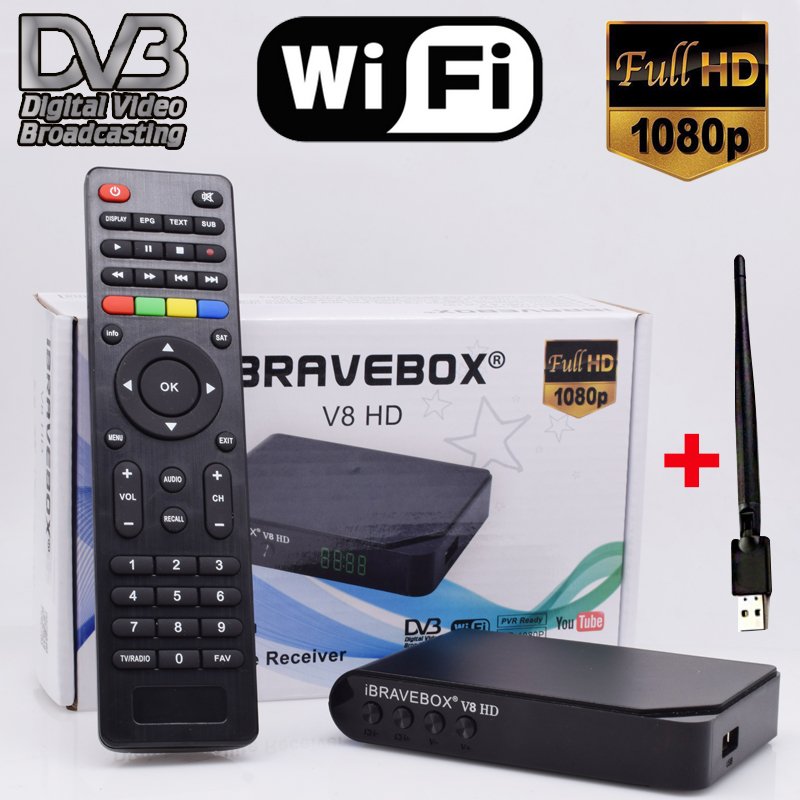 Satellite Receiver iBRAVEBOX V8 HD DVB-S/S2  Full HD Wifi Satellite Finder 