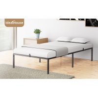 US IDEALHOUSE Twin Metal Platform Bed Frame with Sturdy Steel Bed Slats,Mattress Foundation No Box Spring Needed Large Storage Space Easy to Assemble Non-Shaking and Non-Noise Black