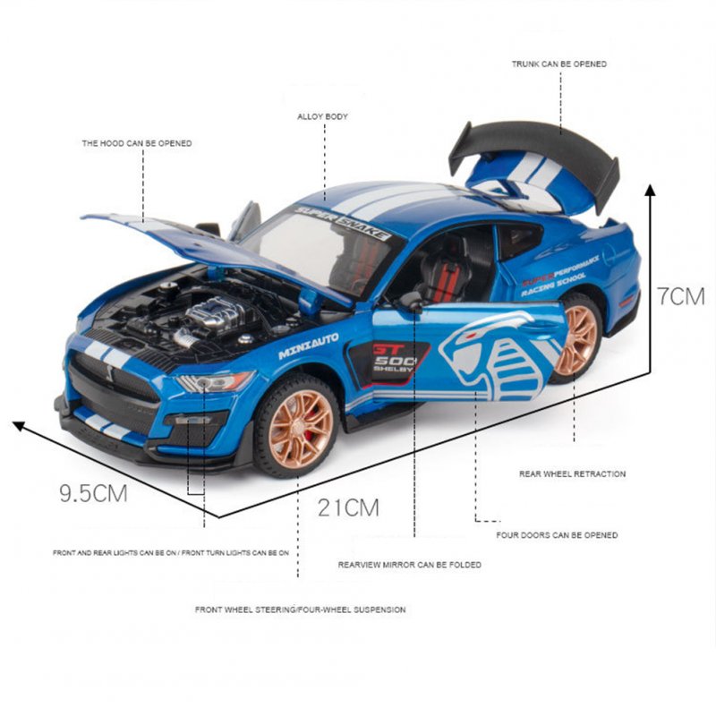Simulation 1:24 Gt500 Alloy Car  Mode  Ornaments High Speed Miniature Model With Sound Light Model Electric Toy Car Gift For Kids 