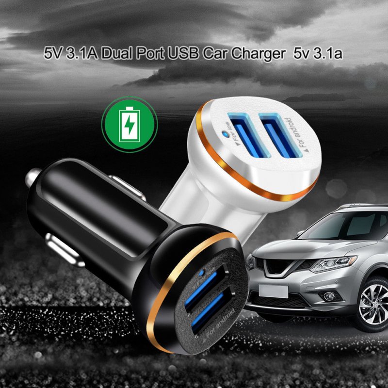 Car 3.1a Dual Usb Car Charger Led Portable Dc 12-24v Car Charger Universal Application Usb Car Charger For Mobile Phones 