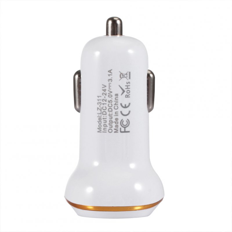 Car 3.1a Dual Usb Car Charger Led Portable Dc 12-24v Car Charger Universal Application Usb Car Charger For Mobile Phones 