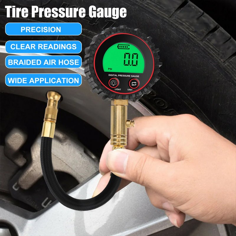 Digital Tire Pressure Gauge 255PSI Professional Accuracy LCD Display Air Pressure Gauge For Trucks Cars RVs 