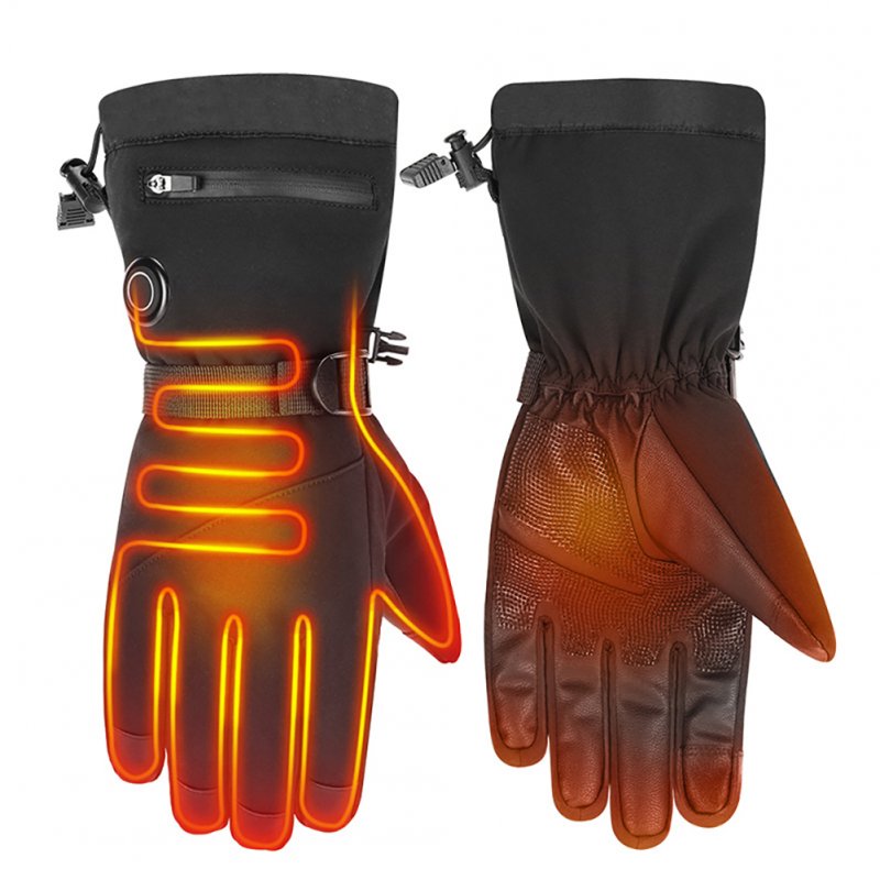 Heated Motorcycle Gloves For Men Women 5000MAH Rechargeable Lithium Battery 3-Level Temperature Control Touchscreen Heating Gloves A4-black XL