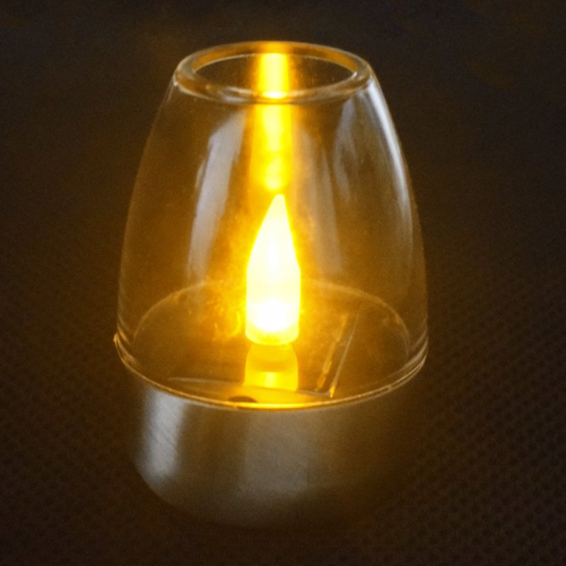 Outdoor LED Solar Candles Lights With Stainless Steel Base Flameless Dropless Night Light For Home Party Halloween Xmas Decor 