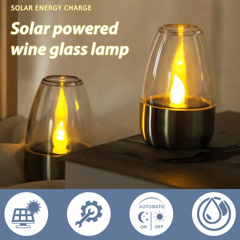 Outdoor LED Solar Candles Lights With Stainless Steel Base Flameless Dropless Night Light For Home Party Halloween Xmas Decor 