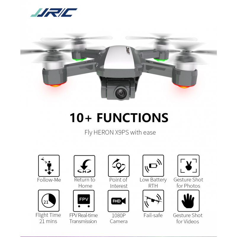 JJRC X9P Dual GPS RC Drone Heron 4K 5G WiFi Quadcopter 1KM FPV with 2-Axis Gimbal 50X Digital Zoom Optical Flow Positioning RTF 3 batteries
