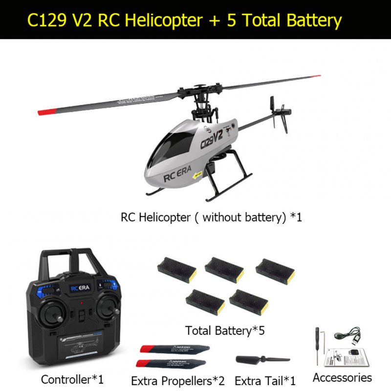C129v2 RC Helicopter 2.4ghz Pro Single Paddle Remote Control Aircraft Toys for Boys Gifts 