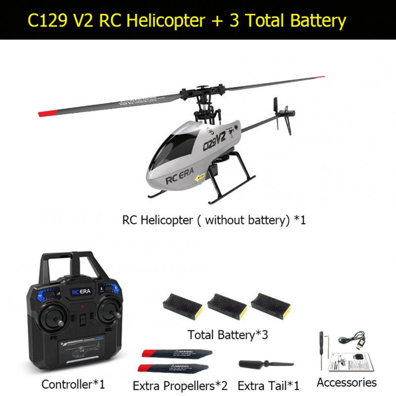 C129v2 RC Helicopter 2.4ghz Pro Single Paddle Remote Control Aircraft Toys for Boys Gifts 