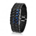 Japanese inspired digital watch with all metal strap and blue LED technology summoning the powers of the dark samurai