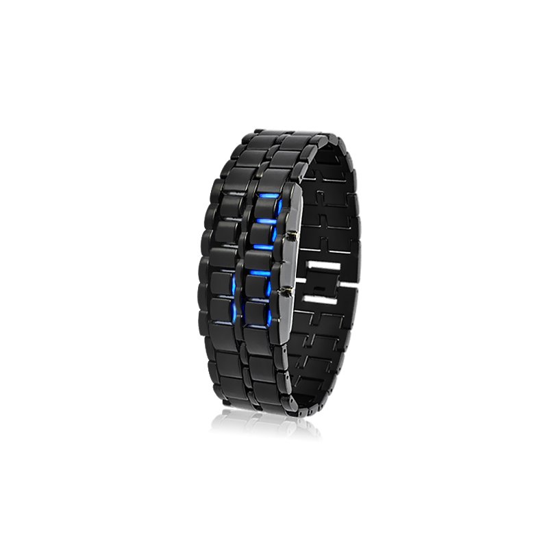 Blue LED Black Metal Watch - Dark Samurai