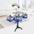 Jazz Drum Set Toy For Kids Musical Instruments Toys Drum Kit With Cymbal Drumsticks Gift For Boys Girls blue