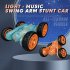 Jc07 Remote Control Drift Car With Colorful Led Light Music Double sided Flip Swing Arm Stunt Rc Car Toys For Kids Gifts light blue