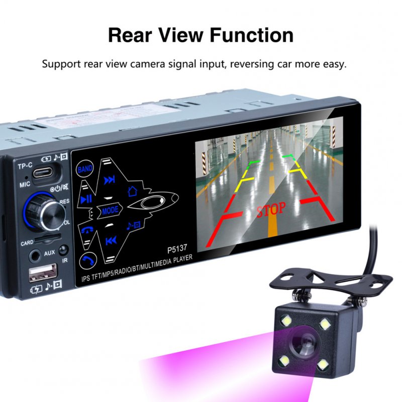 Car Radio 3.8-inch Ips Full Touch-screen Mp5 Player Pm3 Bluetooth Radio with 4 light camera