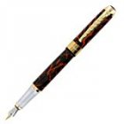 JinHao 250 Black   Red Magic Gold Trim Fountain Pen   Medium