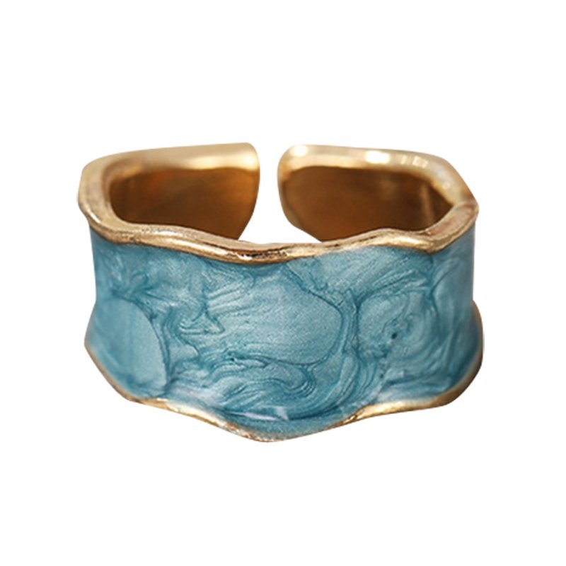 Joint  Ring Alloy+acrylic Enamel Drip Glaze Simple Cool Style Open Ring Ring Lake blue