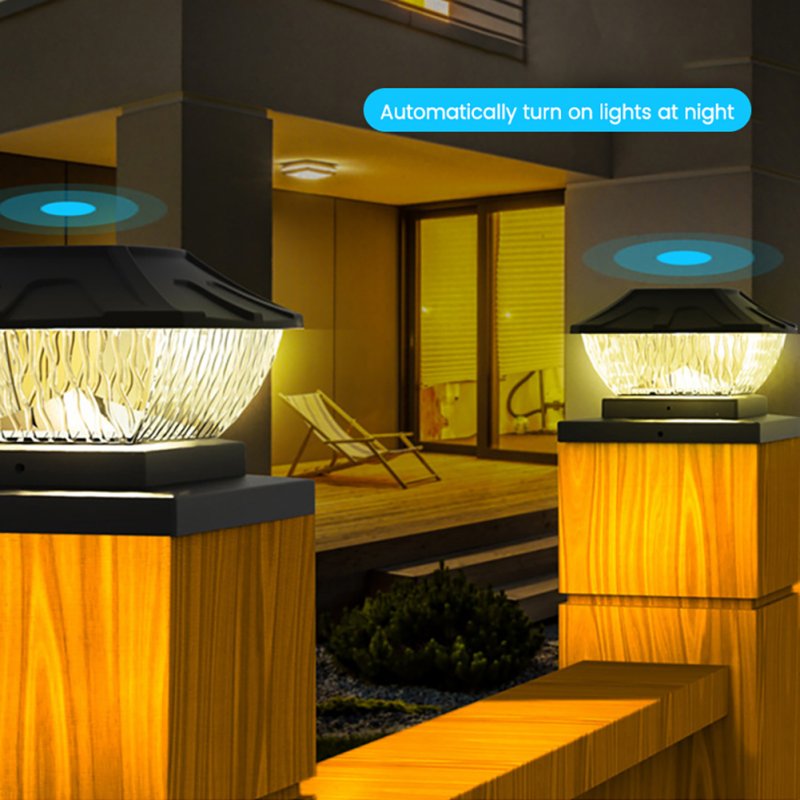 Solar LED Post Lights Solar Plastic Outdoor Courtyard Garden Landscape Column Light With 8 LED Beads Square Column Lamp 