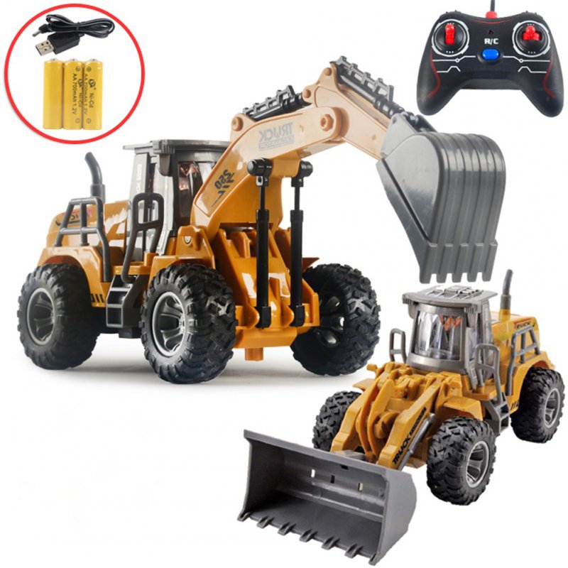 Remote Control Engineering Car with Lights USB Rechargeable Excavator Bulldozer Children Mode