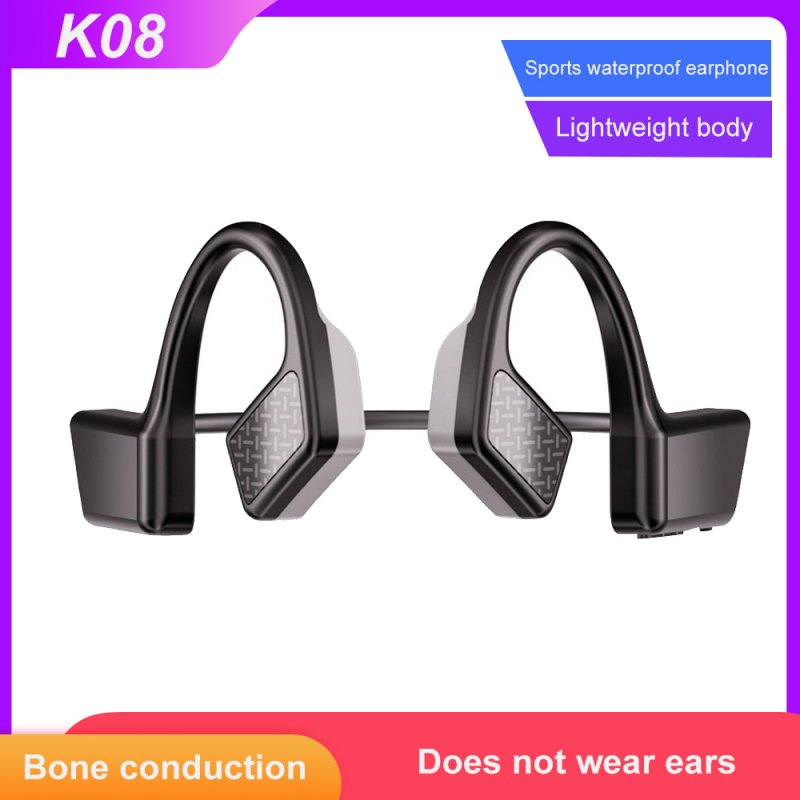 K08 Bluetooth 5.0 Headset Bone Conduction Headset Stereo True Wireless Waterproof Sports Headset Black