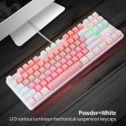 K100 Dual-color 87-key Usb Backlit Key Click Office Home Gaming Mechanical Keyboard Pink white