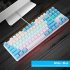K100 Portable Gaming Keyboard with Color Backlit Keyboard 87 Keys Ultra Silence Keyboard for Laptop PC Computer White Blue
